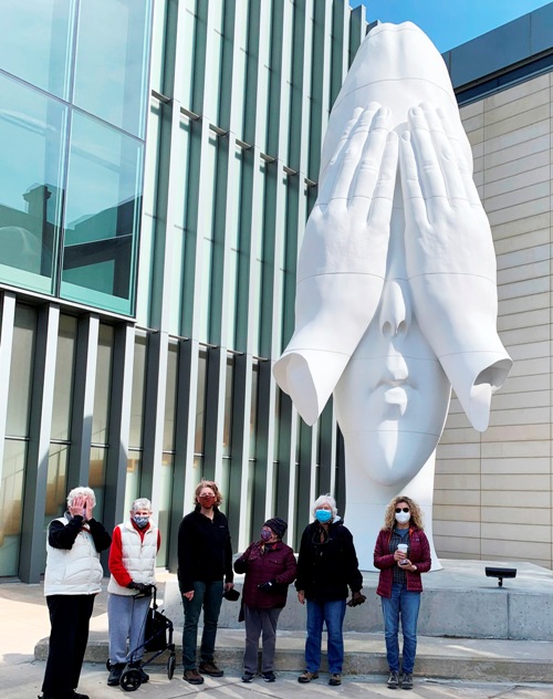 UUAA Walkers at the sculpture "Behind the Walls"