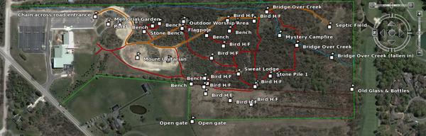 First UU Paths and Land Features - an aerial view